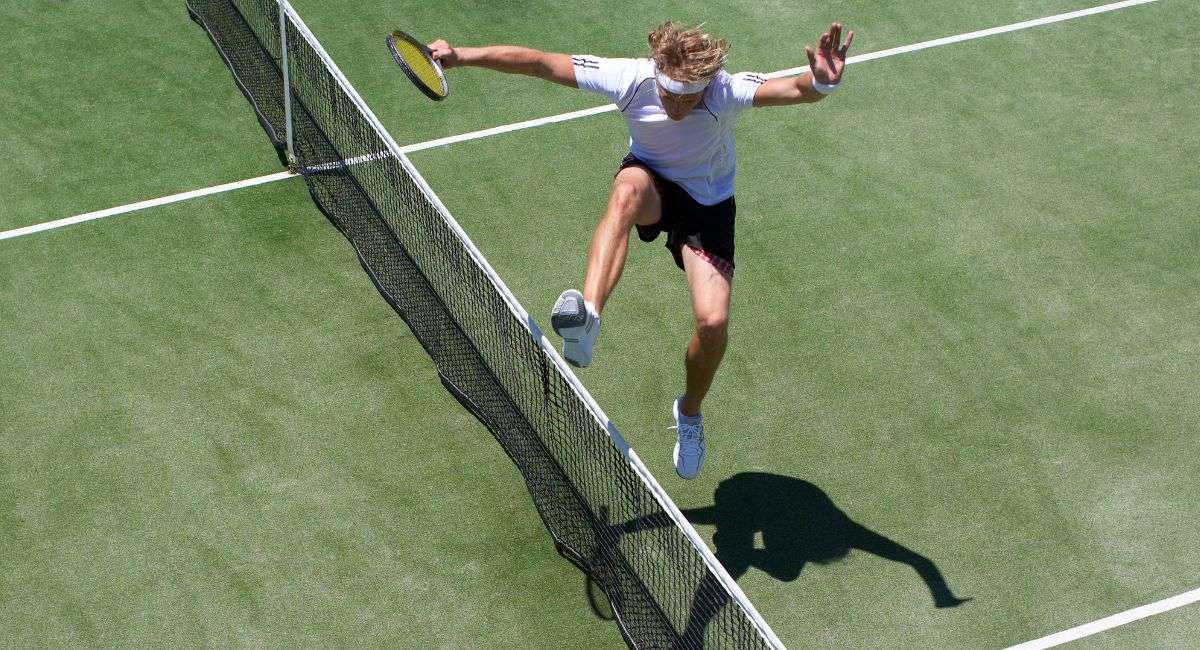 reach over the net in tennis